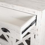 Hickory Run 32-In. Accent Storage Chest with 1 Drawer, 2 Crisscross-Over-Wire Doors, and Fixed Shelf in Rustic White - Hanover HLR009-WHT
