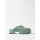 GG-leather And Rubber Platform Backless Loafers - Green - Gucci Flats