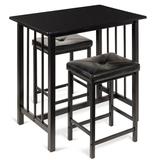 3-Piece Counter Height Dining Table Set w/ 2 Faux Leather Stools, Space-Saving Design - Black | Best Choice Products Online