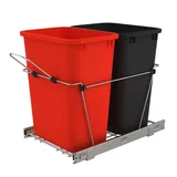 Rev-A-Shelf RV-18KD-1618C-S Double 35 Qt Pull Out Waste Containers, Red/Black, Grey