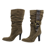 Coach Shoes | Coach Womens Noreen Slouch Boots 5.5 Green Brown Suede High Heel Mid Calf | Color: Brown/Tan | Size: 5.5