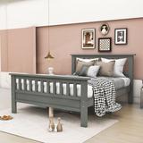 Harriet Bee Dwarozh Twin Size Wood Platform Bed w/ Headboard & Footboard Metal in Gray/Black, Size 42.0 H x 56.0 W x 78.0 D in | Wayfair