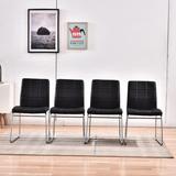 Orren Ellis 5 Pieces Modern Glass Dining Table Set ( Round Table + 4 Chairs ) Glass/Metal in Black, Size 29.5 H x 35.4 W x 35.4 D in | Wayfair