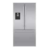 Bosch 500 Series 26 cu ft 3-Door French Door Refrigerator in Stainless Steel w/ Ice and Water, Bottom Freezer, Standard Depth, Silver