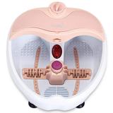 Costway Foot Spa Bath Massager Bubble Vibration Red Light Rollers Handheld Cleaner, White Pink