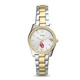 "Women's Fossil Silver Oklahoma Sooners Personalized Scarlette Mini Two-Tone Stainless Steel Watch"