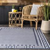 Blue Indoor/Outdoor Area Rug - nuLOOM Striped Indoor/Outdoor Area Rug Polyester in Blue, Size 60.0 W x 0.2 D in | Wayfair BIFR15A-508