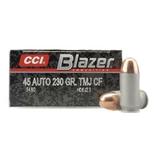Blazer Clean-Fire Ammunition 45 ACP 230 Grain Total Metal Jacket Box of 50