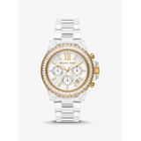 Michael Kors Oversized Everest Pavé Gold-Tone and Bio-Based Plastic Watch White One Size