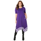 Plus Size Women's Stoneywood Stripe A-Line Dress (With Pockets) by Catherines in Deep Grape Stripe (Size 5X)