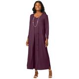 Plus Size Women's 2-Piece Knit Duster Set by The London Collection in Dark Berry (Size 14/16)