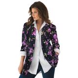 Plus Size Women's Boyfriend Blazer by Roaman's in Purple Rose Floral (Size 42 W) Professional Jacket