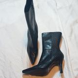 Nine West Shoes | Nine West Andonr Leather Ankle Boots Womens 6 12 M 3 12 Heels Pointed Toe | Color: Black | Size: 6.5