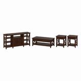Bush Furniture Key West Tall TV Stand with Lift Top Coffee Table Desk and End Tables in Bing Cherry - Bush Furniture KWS078BC