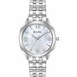 Bulova Women's Classic Quartz White Dial Silver-tone Band 34mm Watch