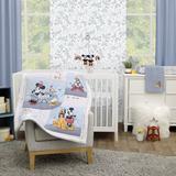 Disney Mickey & Friends 3 Piece Crib Bedding Set Polyester in Blue/Gray/White, Size 33.0 W in | Wayfair 7365276P