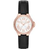 Camille Stainless Steel Quartz Watch With Leather Strap - Black - Michael Kors Watches