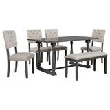 Canora Grey 6-Piece Dining Table & Chair Set Wood/Upholstered Chairs in Brown/Gray, Size 30.0 H in | Wayfair CF157EE5F9774599A65A8F7263620527