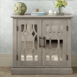 Red Barrel Studio® Accent Storage Cabinet Wooden Cabinet w/ Decorative Mirror Door in Gray, Size 27.5 H x 29.5 W x 13.8 D in | Wayfair