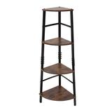 17 Stories Industrial Corner Shelf, 4-Tier Bookcase, Storage Rack, Plant Stand For Home Office, Wood Look Accent Furniture w/ Metal Frame, Rustic