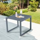 Wade Logan® Allijah Patio Aluminum Side Table Outdoor Indoor Square End Table (Dark ) Aluminum in Gray, Size 16.9 H x 19.7 W x 19.7 D in | Wayfair