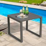 Wade Logan® Allijah Patio Aluminum Side Table Outdoor Indoor Square End Table (Dark Gray) Aluminum in Black, Size 16.9 H x 19.7 W x 19.7 D in
