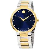 Movado Swiss Modern Classic Blue Dial Two Tone Band Man's Watch