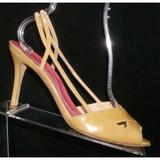 Kate Spade Shoes | Kate Spade New York Beige Patent Leather Peep Toe Slingback Heels 9.5m | Color: Cream/Tan | Size: 9.5