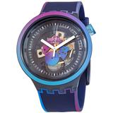 Rainbowinthenight Quartz Blue Skeleton Dial Watch - Blue - Swatch Watches