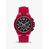 Michael Kors Oversized Lennox Red-Tone Silicone Watch Red One Size