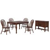 "Andrews 6 Piece 76"" Rectangular Extendable Dining Set, Butterfly Leaf Table, Sideboard with Large Display Shelf 3 Drawers 2 Storage Cabinets, Chestnut Brown, Seats 8 - Sunset Trading DLU-ADW4276-820-SBCT6P"