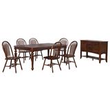 "Andrews 8 Piece 76"" Rectangular Extendable Dining Set, Butterfly Leaf Table, Sideboard with Large Display Shelf 3 Drawers 2 Storage Cabinets| Chestnut Brown, Seats 8 - Sunset Trading DLU-ADW4276-820-SBCT8P"