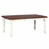 "Andrews 72"" Rectangular Extendable Dining Table, Distressed Antique White and Chestnut Brown, Seats 8 - Sunset Trading DLU-ADW4272-AW"