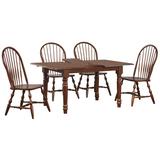 "Andrews 5 Piece 60"" Rectangular Extendable Dining Set, Butterfly Leaf Table, 4 Windsor Spindleback Chairs, Chestnut Brown, Seats 6 - Sunset Trading PK-ADW3660-C30-CT5P"