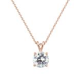 Designs by FMC Women's Necklaces rose/white - Cubic Zirconia & Rose Gold Round-Cut Solitaire Necklace