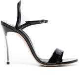 115mm Leather Stiletto Sandals - Black - Casadei Heels