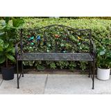 HomeView Design Outdoor Iron Garden Bench Metal in Gray, Size 36.0 H x 48.0 W x 21.0 D in | Wayfair 22090