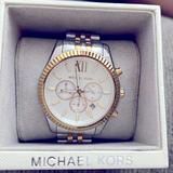 Michael Kors Accessories | Michael Kors Oversized Lexington Two- Tone Watch Mens | Color: Gold/Silver | Size: Os
