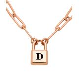 Limoges Jewelry Girls' Necklaces Rose - 14k Rose Gold-Plated Personalized Initial Padlock Pendant Necklace