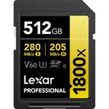 Lexar 512GB Professional 1800x UHS-II SDXC Memory Card (GOLD Series) LSD1800512G-BNNNG