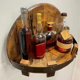 Hand Crafted Liquor Bottle Display Wall Mounted Vintage Round Wine Shelf Wood Wine Rack Whiskey Rack