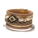 Lady Arya Women's Bracelets Multi - Brown & Goldtone Geometric Beaded Layered Bracelet