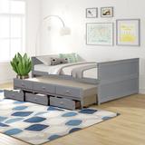 Harriet Bee Full Captain Bed w/ Twin Size Trundle & 3 Drawers Wood in Gray, Size 32.24 H x 57.87 W x 78.66 D in | Wayfair