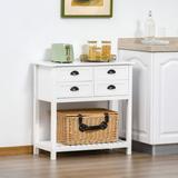 Red Barrel Studio® Sideboard Buffet Cabinet, Storage Serving Table w/ 4 Drawers & Slatted Base Wood in White, Size 31.5 H x 31.5 W x 15.75 D in