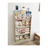 Kids Nursery Bookshelf Round Slats, Wooden Montessori Toddler Bookcase, Wall Shelf, Room Decor
