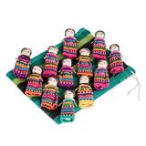 A Dozen Friends,'12 Guatemala Handcrafted Cotton Worry Doll Figurines'