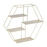 Honey-Can-Do Four-Tier Hexagonal Gold-Tone Decorative Metal Wall Shelf, Brown