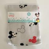 Disney Other | New Disney Baby Mickey Mouse Reversible Baby Blanket Light Gray Lightweight Cozy | Color: Gray/Red | Size: Osbb