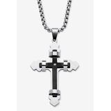 Men's Big & Tall Men'S Stainless Steel Gothic Wrapped Double Cross Pendant (33Mm) Round Crystal With 24 Inch Chain by KingSize in Black