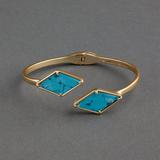 Lucky Brand Diamond Turquoise Hinge Cuff Bracelet - Women's Ladies Accessories Jewelry Bracelets in Gold